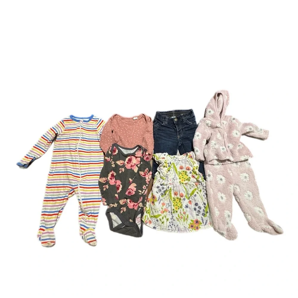 Baby Girl Clothes Mixed Lot 3-9M‎ Multi Excellent Floral Fleece sleepers 12pc